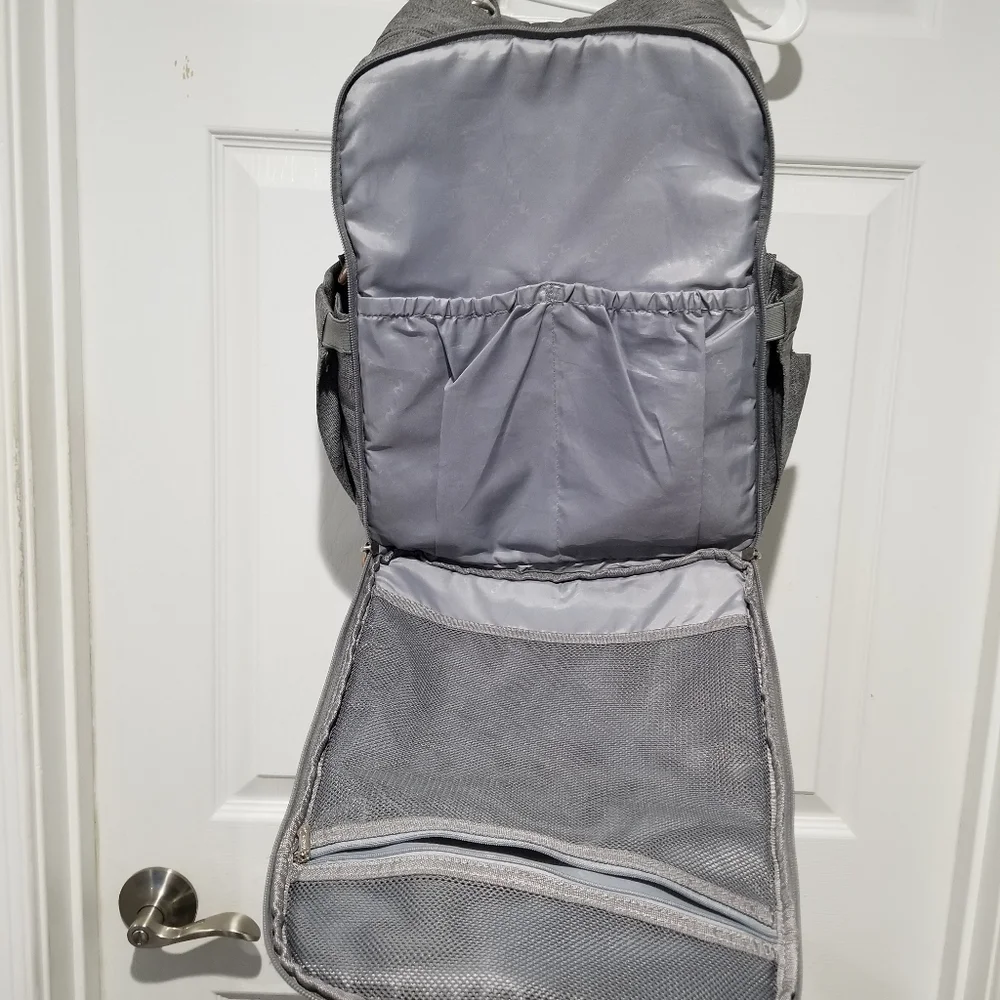 Ruvalino Gray Large Multifunctional Travel Maternity Baby Diaper Bag Bookbag